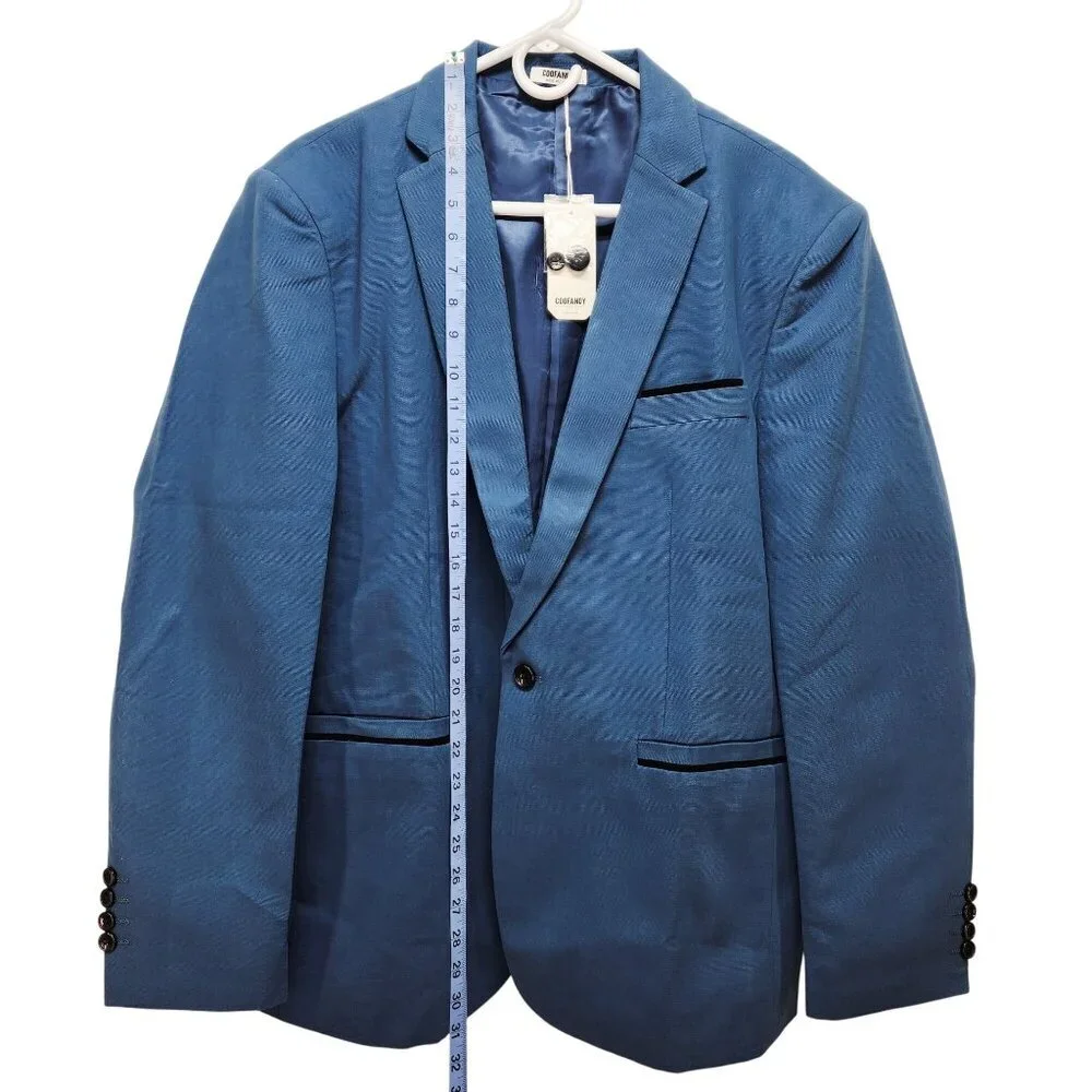 Coofandy Mens Blue Blazer Jacket Size L Button Closure